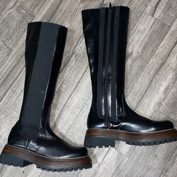 Free People black Rhodes tall Chelsea platform boots NEW - Picture 12 of 13